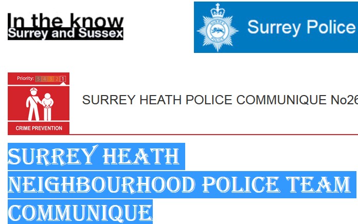Surrey Heath Neighbourhood Police Team Communique